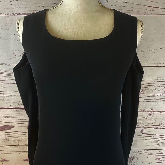 HELMUT LANG Sleeve Cutout Crepe Shift Dress - Picture 5 of 11